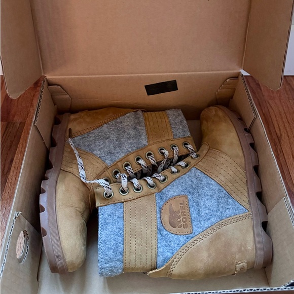 Sorel PDX Lace up Wedge Lexie Wedge Elk Tan Brown Grey 7.5 - Picture 9 of 12